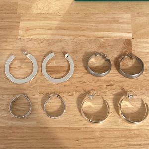 4 Pairs Silver Earrings